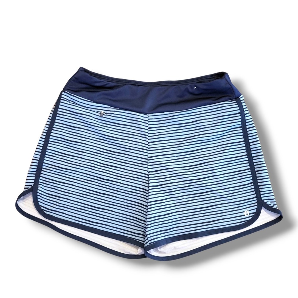 Hang Ten Swim Shorts Women's Size Small Navy/Blue Stripes UV Protection UPF 50+